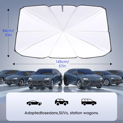 Image of helloleiboo 𝟐𝟎𝟐𝟒 𝑼𝑷𝑮𝑹𝑨𝑫𝑬 Foldable Car Windshield Sun Shade Umbrella,360 Rotating Sunshade for Car Windshield Front Window Reflective Heat Automotive Interior Sun Protection for Cars Trucks