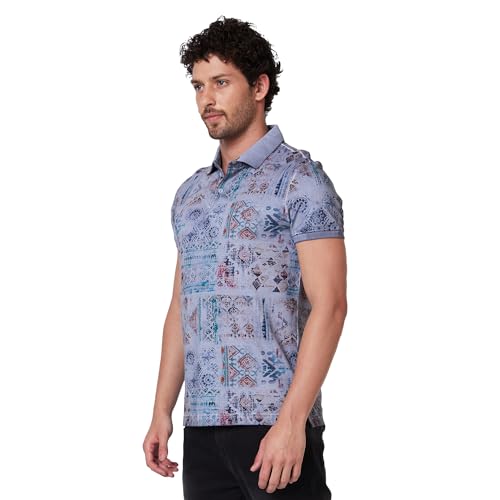 Image of Spykar Men's Slim Fit Ribbed Collar Half Sleeve Printed Casual T-Shirt