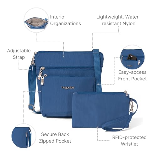 Image of Baggallini Pocket Crossbody Bags for Women 8x8 Small Lightweight Durable Water-resistant Travel Purse W /Rfid