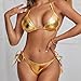Women's Bikini Swimsuits Sexy String Triangle Bikini Sets for Women - Womens Swimsuits 2 Piece Gold Thong Halter Bikini