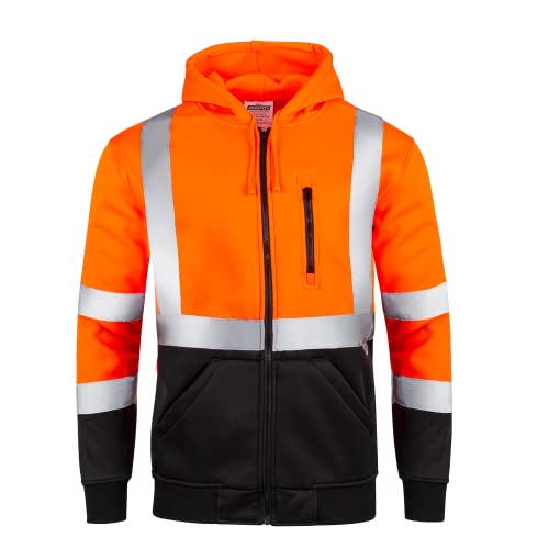 JORESTECH High Visibility Hoodie Full Zipper 100% Polyester ANSI3