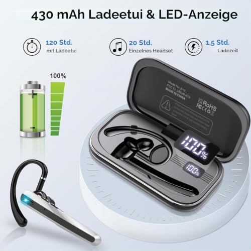 Atheewon V5.3 Bluetooth Headset, Headset Kabellos Freisprech – Ansicht 4
