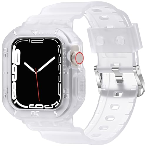 DABAOZA Compatible for Clear Apple Watch Band 41mm 40mm 38mm, Matte Frosted Jelly Crystal Women Men TPU Sport Strap for iWatch Ultra 3 2 Series 11 10 9 8 7 6 5 4 SE 3 2 1 (41/40/38, Frosted Clear)