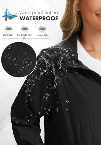 Zando Lightweight Rain Jacket Women Waterproof - Packable Windbreaker Jacket Raincoats for Women with Hood for Travel Outdoor3