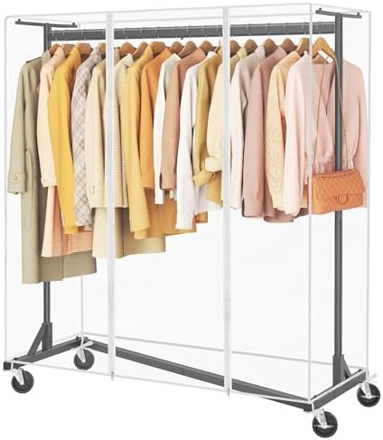Hoctieon Z Clothes Rack with Cover, Metal Heavy Duty Clothing Rac...