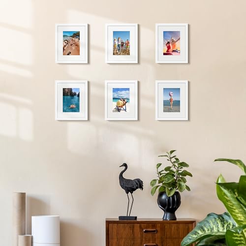 Image of upsimples 8x10 Picture Frame, Gallery Glass Photo Frames, 3Pcs, White