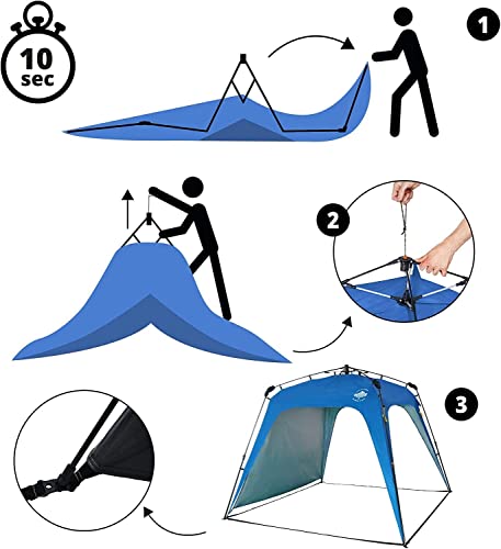 Lumaland x Where Tomorrow Tenda Padiglione + 1 Parete Laterale Inclusa - Tenda Gazebo da Giardino & Terrazzo Impermeabile - Ideale per Campeggio & Festival - Facile da Installare - Blu - Image 4