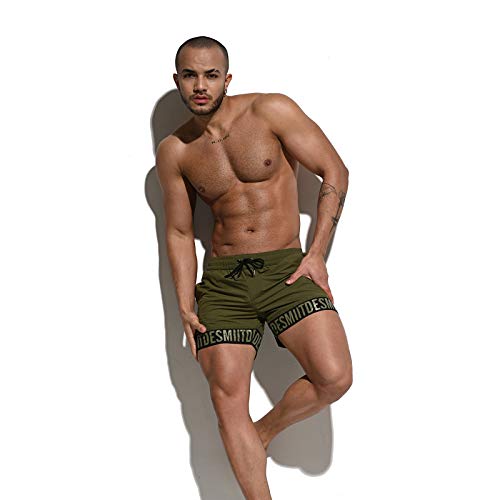 Men's Extra Short Alphabet Splicing Loose Board Shorts Fast-Dry Sports Swimwear4