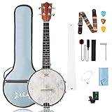 Mulucky 4 String Banjolele, Banjo Ukulele Concert Size 23 Inch with Remo Head, Closed Solid Wood Back, Beginner Kit with Truss Rod Gig Bag Tuner String Strap Picks - BU803