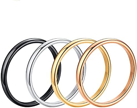 JAJAFOOK Stainless Steel Smooth Band Ring - 4mm Width, Gold Plated, Hypoallergenic