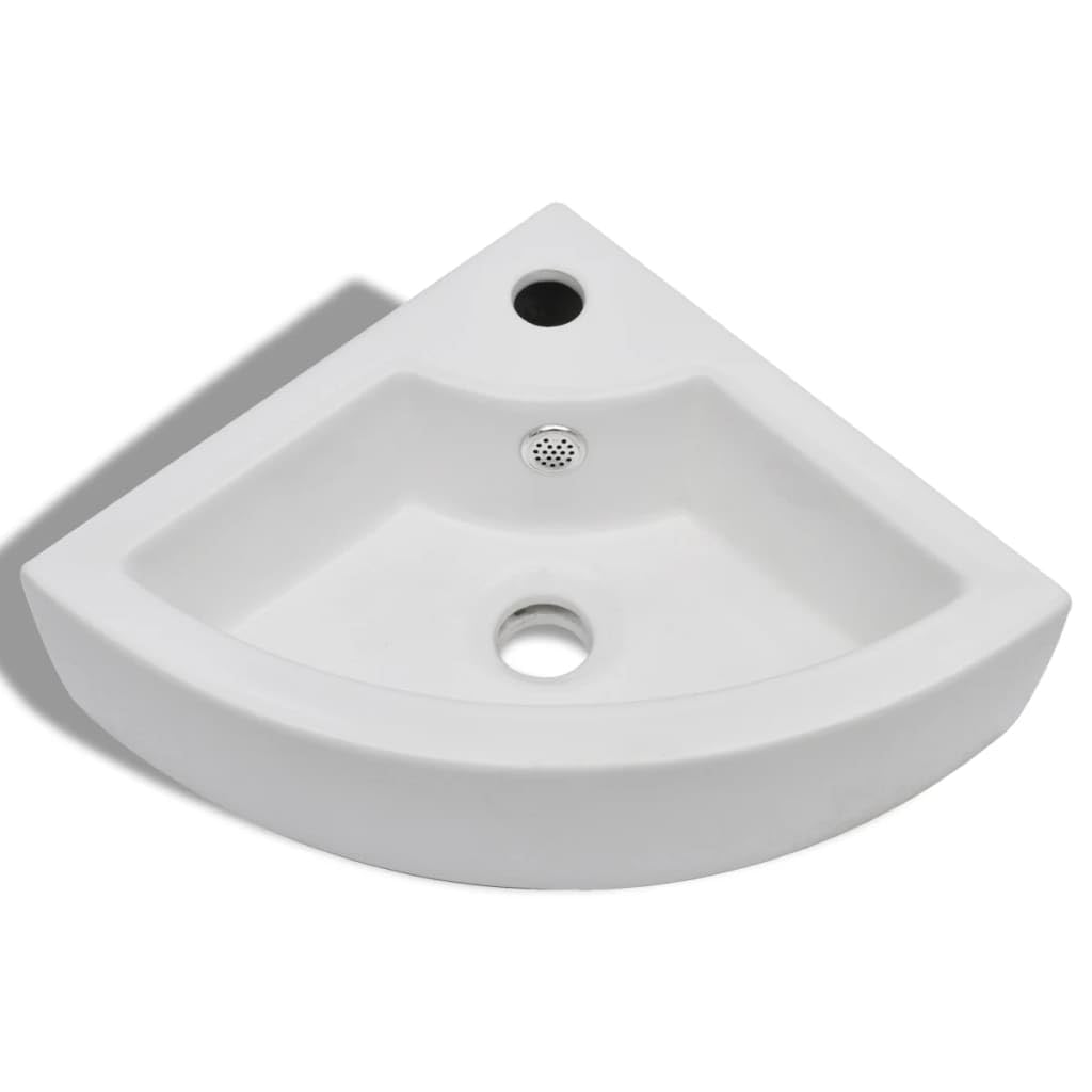 SKM Waschbecken mit Überlauf 45 x 32 x 12,5 cm Weiß,Heimwerkerbedarf,Sanitärbedarf,Sanitärkeramik & Armaturen,Waschbecken & Spülen,Badezimmer-Waschbecken,Weiß,7.7KG,140697