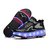 HUSKSWARE Junge Schuhe mit Rollen, 2-in-1 Kinderschuhe,Glühende Rollschuhe, Skateboardschuhe, Sneakers