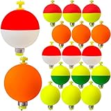 Pfeibk 15 PCS Fishing Bobbers Floats, Weighted Bobbers for Fishing EVA Foam Snap-on Fishing Floats and Bobbers Fishing Corks Bobbers for Fishing peg Floats Crappie Bobbers Bass Panfish (15pcs Round)
