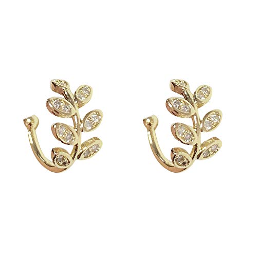 Boucle d'oreille clip feuille en cristal : idée cadeau femme et fille