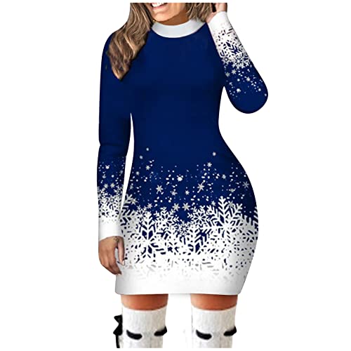 Damen Weihnachten Sweatshirt Pullover Kleid Winter Motiv 3D Gedruckt Elegant Longpullover Sweatkleid Partykleid Weihnachtskleidung Casual Dress...