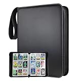 GOEDCH Álbum de tarjetas coleccionables para 900 cartas: PU resistente al agua, negro, nueve compartimentos, álbum de recortes, tarjetas de trading cards para TCG, colección de tarjetas de fútbol (29
