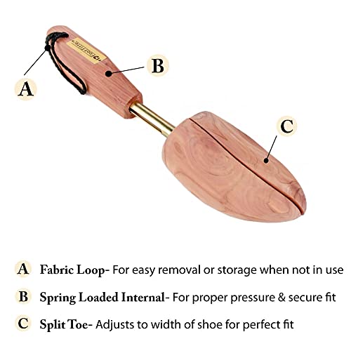 Footfitter Shoe Trees For Men, Best Adjustable Split Toe Aromatic Cedar Boot Tree, Usa Grown Wood - Sj32 (Medium 8.5-10) #TOP1