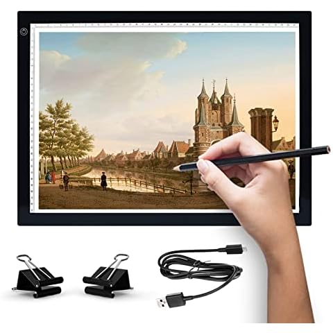Artists Light Boxes A3-JC Ultra-Thin Portable Tracing LED Drawing Pad USB Power Cable Dimmable Brightness LED Artcraft Tracing Light Pad Box for Artists Drawing Sketching Animation Designing Drawing Cover
