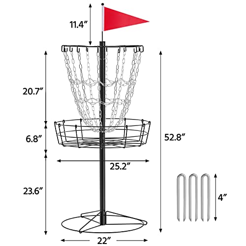 Image of Yaheetech Disc Golf Basket Portable Disc Golf Practice Set 12 /24 Chain w /Basket Target and Double Steel Chains for Outdoor
