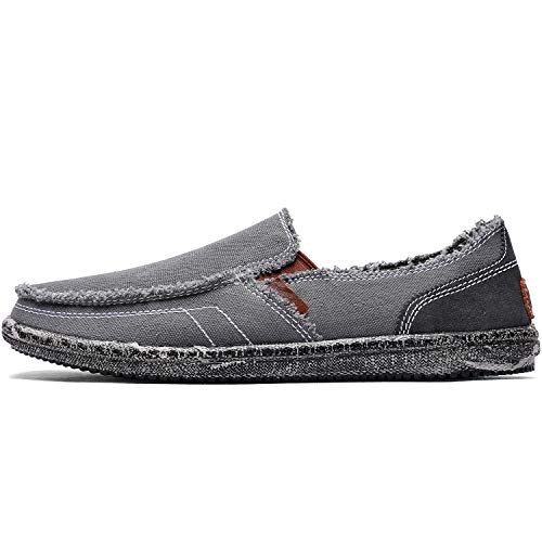 Image of CASMAG Men's Casual Cloth Shoes Canvas Slip on Loafers Vintage Boat Shoes
