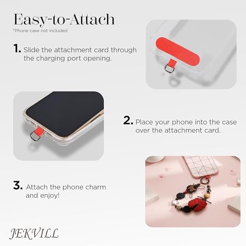 Jekvill Beaded Phone Charm strap - Detachable Anti Theft Strap - Phone Chain Wristlet - Suitable for mobile Phones Earphones Cameras Bags Keychains Detachable Anti Theft Strap Hands-Free for Women - 4