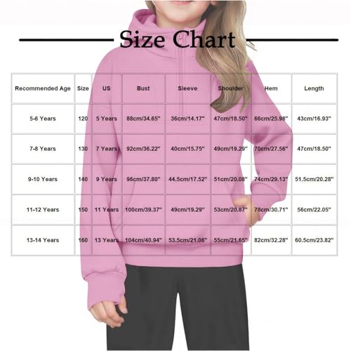 Girls Half Zip Stand Collar Hoodies Teen Girls Long Sleeve Hooded Sweatshirt Solid Pullover with Pocket 4-15 Years2