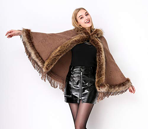 Faux Fur Shawl Hooded Cape Wrap Stole Shrug Bridal Winter Wedding with Hook2