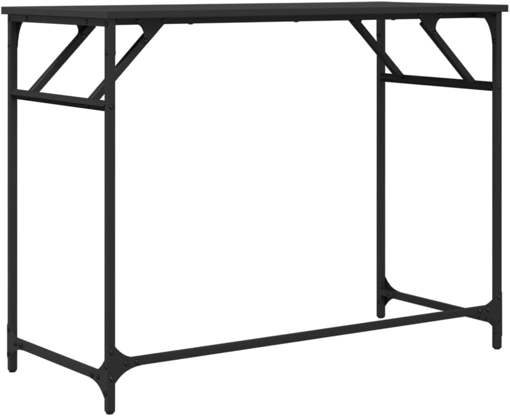 vidaXL Desk Black Engineered Wood, Powder-Coated Steel