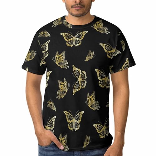T-Shirt Homme Col Rond Papillon d'or Manches Courtes