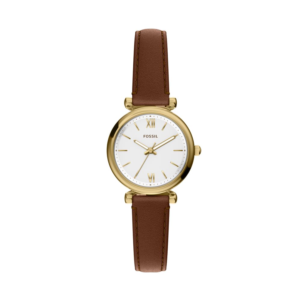 Fossil Carlie Watch for Women, Gold Tone Quartz Three Hand Movement with Stainless Steel Strap,Saffron Gold