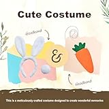 Kirei Sui White Bunny Ears Headband & Tail Costume, Carrot Accessories for Halloween Adults Teens