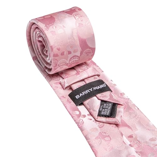 Image of Barry.Wang Silk Ties for Men Fun Necktie and Tie Clip Set for Wedding Party Business Formal Extra Long
