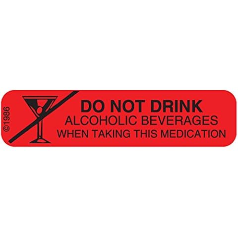 Pharmex 8-X "NO Alcohol While" Permanent Paper Label, 1 9/16" x 3/8", Red, Pack of 1000 Cover