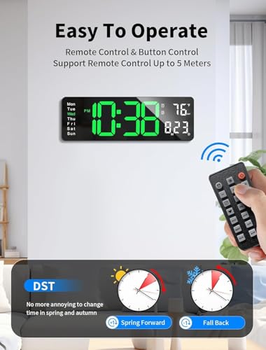 Kupshyat Smart Green LED Digital Wall Clock - Image 4
