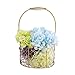 Wire Storage Basket with Handle,Portable Flower Basket,Ivory Flower Girl Basket,Metal Iron Geometric Flower Girl Basket Organizer Bin for Wedding Home Decoration,Gold (1pcs)