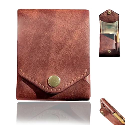 Multifunctional Compact Wallet, Handmade Leather Wallet, Slim Minimalist Wallet, Portable Leather Card Holder Wallet with Built-in Pen Slot, Compact But Fully Functional Wallet