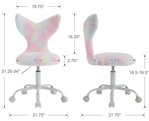 Guyou-Cute-Fuzzy-Desk-Chair-for-KidsGirlsBoys-Mermaid-Kids-Study-Chair-Fluffy-Childrens-Swivel-Chair-with-Wheels-and-Adjustable-Height-for-ComputerBedroomStudy-Room-Reading-Pink-Colorful Guyou Cute Fuzzy Desk Chair for KidsGirlsBoys Mermaid Kids Study Chair Fluffy Childrens Swivel Chair with Wheels and Adjustable Height for ComputerBedroomStudy Room Reading Pink Colorful
