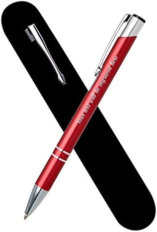 Personalised Engraved Metal Ballpoint Pen Comes In Velvet Pouch Blue Plus Black Ink Refill - Enter Your Custom Text (Black)
