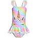 Basumee Unicorno Costume da Bagno Intero per Bambine Bikini da Spiaggia Vestito Mare Bambina Costume da Bagno 4-5 Anni