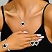 Unicra Heart Silver Jewelry Set Rhinestone Necklace Earrings Bracelet Sets Prom Formal Bridal Wedding Jewelry Sets for Women and Brides (Black)