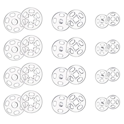 Ymapinc 100 pares de botones de presión transparentes de plástico, botones de presión invisibles para coser, botones transparentes para DIY, ropa, camisas, manualidades, 7mm 10mm 15mm