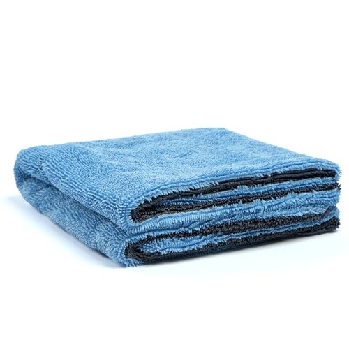Greenfound-1000GSM-Car-Drying-Towel-18x24-Edgeless-Double-Twist-Pile-Ultra-Absorbent-Microfiber-Towel-Scratch-Free-Lint-Free-Streak-Free-for-Auto-Detailing-Car-Wash--BlueGrey Greenfound 1000GSM Car Drying Towel 18"x24", Edgeless Double Twist Pile, Ultra Absorbent Microfiber Towel, Scratch-Free Lint-Free Streak-Free for Auto Detailing & Car Wash – Blue&Grey - Image 1