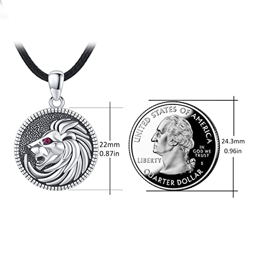 Trishula Lion Necklace, 925 Sterling Silver Vintage Lion Head Pendant Gothic Hip Hop Lion Necklace Animal Necklace For Men Women #TOP6
