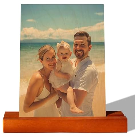 With Love From Julie Personalized Wood Photo Prints for Dad Mom - Custom Gift for Fathers Day, Mothers Day, Anniversary - Upload Your Picture Frame - Ideal for Him, Her Cover