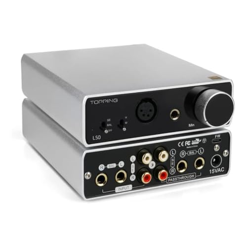 Image of Topping L50 NFCA Headphone Amplifier, 3500mW HPA HiFi SE /BAL Preamp, Silver