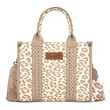 Wrangler Bolso de mano con estampado de vaca para mujer, Leopardo Estampado Caqui