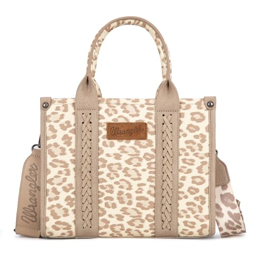 Image of Wrangler Cow Print Tote Bag for Women Western Purse Boho Top Handle Satchel Handbag with Signature Strap