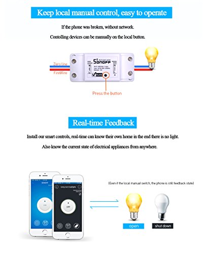 Sonoff Basic Smart Remote Control Wifi Switch Compatible with Alexa DIY Your Home via Iphone Android App (Sonoff 4Pack)