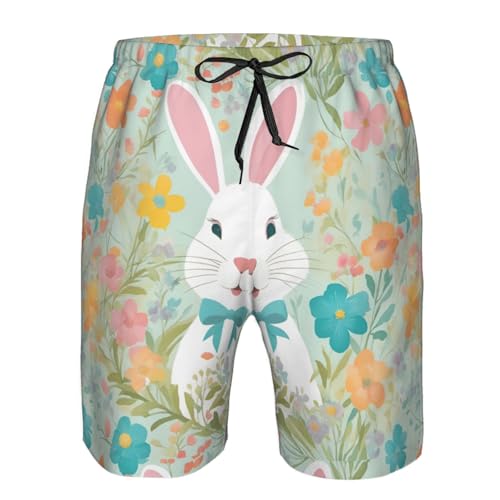 Easter Bunny Floral Print Stylish Beach Shorts Swim Trunks Lightweight Breathable Summer Outdoor Activities4