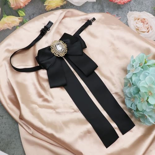 Image of Womens Bow Tie Adjustable Rhinestone Bowtie for Women Ladies Girls Pre-tied Womens Tie for Shirt Suit Uniform